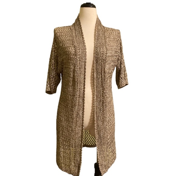 new directions Sweaters - N. Direction long cardigan, heather barley, tan, size XL